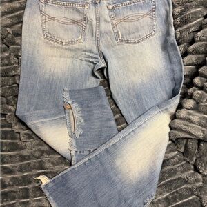 Abercrombie & Fitch Light Blue Flare Jeans with Distressed Knee